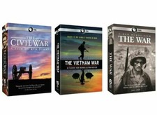 3 KEN BURNS DOUMENTARIES - THE CIVIL WAR - THE WAR - THE VIETNAM WAR  DVD SETS