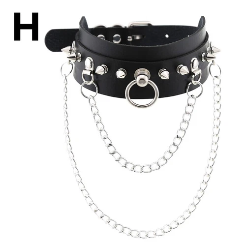 Women Men Gothic Rivet Heart Collar Punk Choker Girl PU Leather Necklace Jewelry - Picture 23 of 40