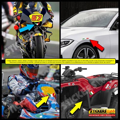 Kit Di Adesivi Tricolore Italia Bandiera Italiana Auto Moto Barca Casco - Foto 4