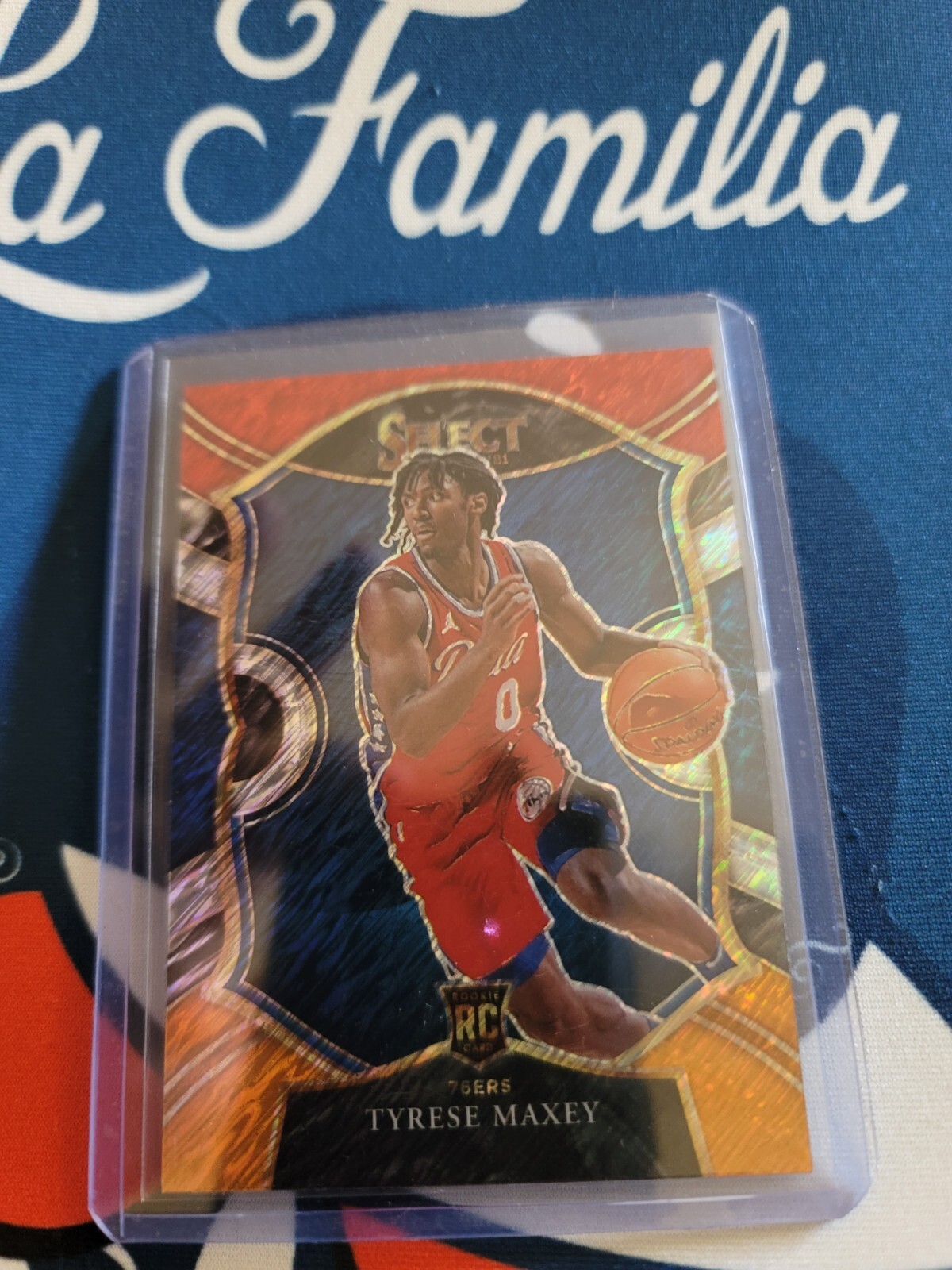 Tyrese Maxey 2020-21 Select Red White Orange Shimmer Prizm RC #81 76ers