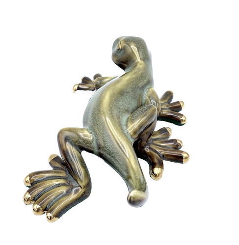 Green Tree Gecko Lizard Golden Pond Collection with Felt Bottom Ceramic 5.75"L - Picture 8 of 11