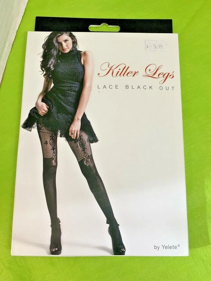 Pantimedias Killer Legs Fishnet Florales y Pantimedias de Encaje Negras Talla 1100-175 lb Foto 2 de 4