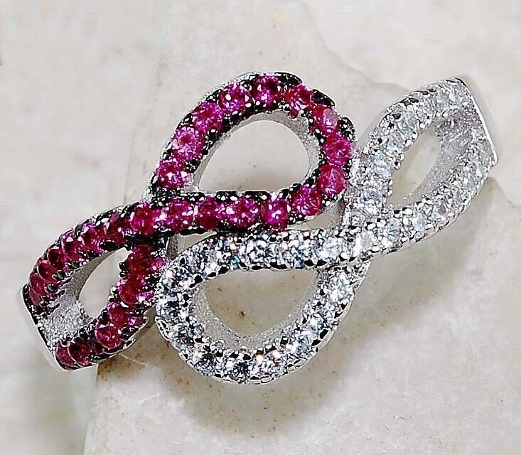 1CT Heat Treated Rubellite Tourmaline 925 Solid Sterling Silver Ring Sz 7 U1-4