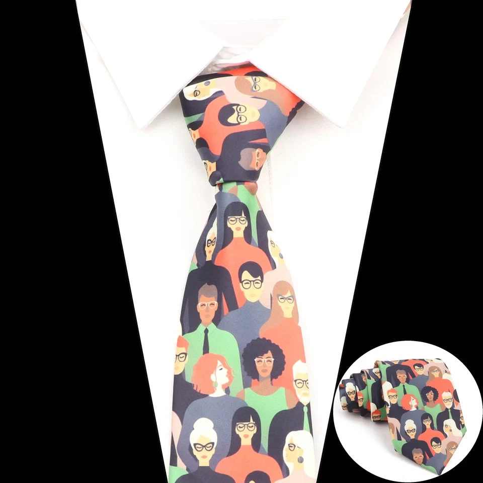 Graffiti Print Tie for Men 8cm Imitation Silk Neckwear Floral Wedding Shirt Use - Image 2 of 4