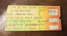 ALLMAN BROTHERS/CHARLIE DANIELS RARE CONCERT TICKET STUB EAST TROY, WI 8/8/1981