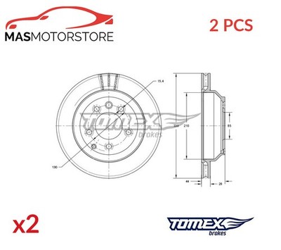 BREMSSCHEIBEN SATZ PAAR HINTEN TOMEX BRAKES TX 74-16 2PCS P NEU OE QUALITÄT