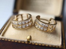 2.30 Ct Princess Cut Moissanite Huggie Hoop Earring 14k Yellow Gold Plated