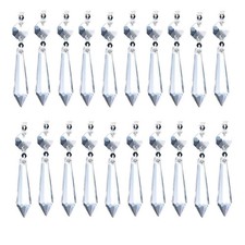 20 Pcs Clear Crystal Chandelier Icicle Prisms Replacement Parts for Lamp Decore