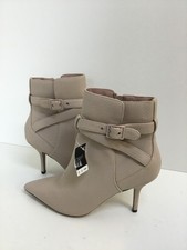 Next Nude Beige Stiletto Heeled Ankle Boots with Buckle Detail - UK 6.5 (SB2)