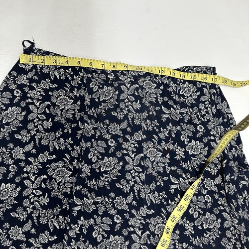 Vintage Lauren Ralph Lauren Maxi Skirt 16 100% Silk Navy Floral Print Romantic - Picture 4 of 7