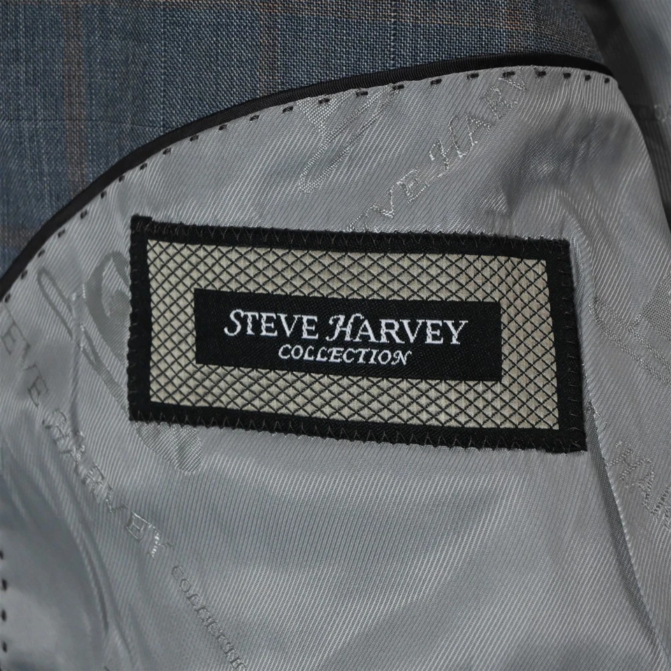 Steve Harvey 46R 34x34 Gris Ventana 100% Lana Hombres Chaqueta Pantalones Traje Foto 4 de 4