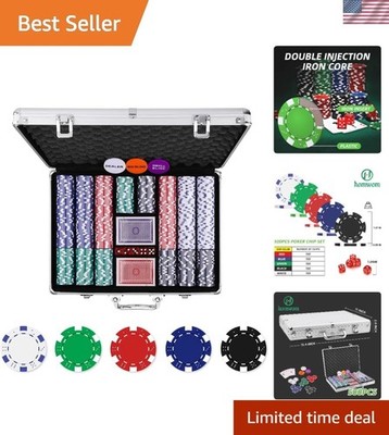 Poker Chip Set - 500PCS Poker Chips with Aluminum Case, 11.5 Gram Chips for T...