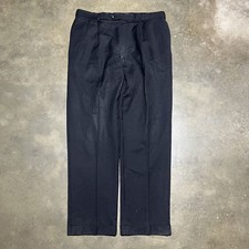 Vintage 80s Black Striped Wide Leg Trousers 38x33 1980s