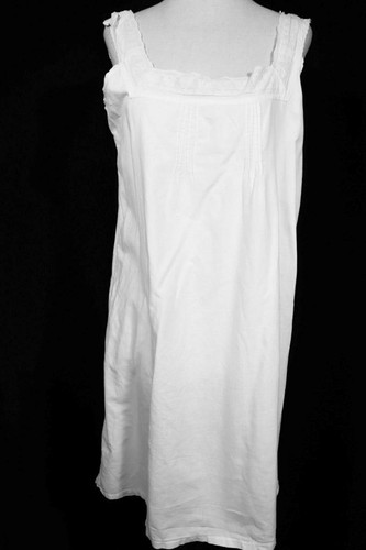Antique 1920's French White Cotton Slip/Night Gown Size Med Excellent Cond