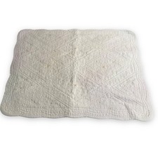 Vintage 90s Pillow Sham Embroidered Quilted Cream Linens