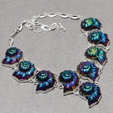 Collana fatta a mano con pietre preziose fossili di ammolite gioielli da donn...