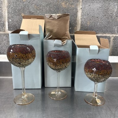 PARTYLITE SIENA LIGHTS STEMMED TEALIGHT CANDLE HOLDERS LOT OF 3