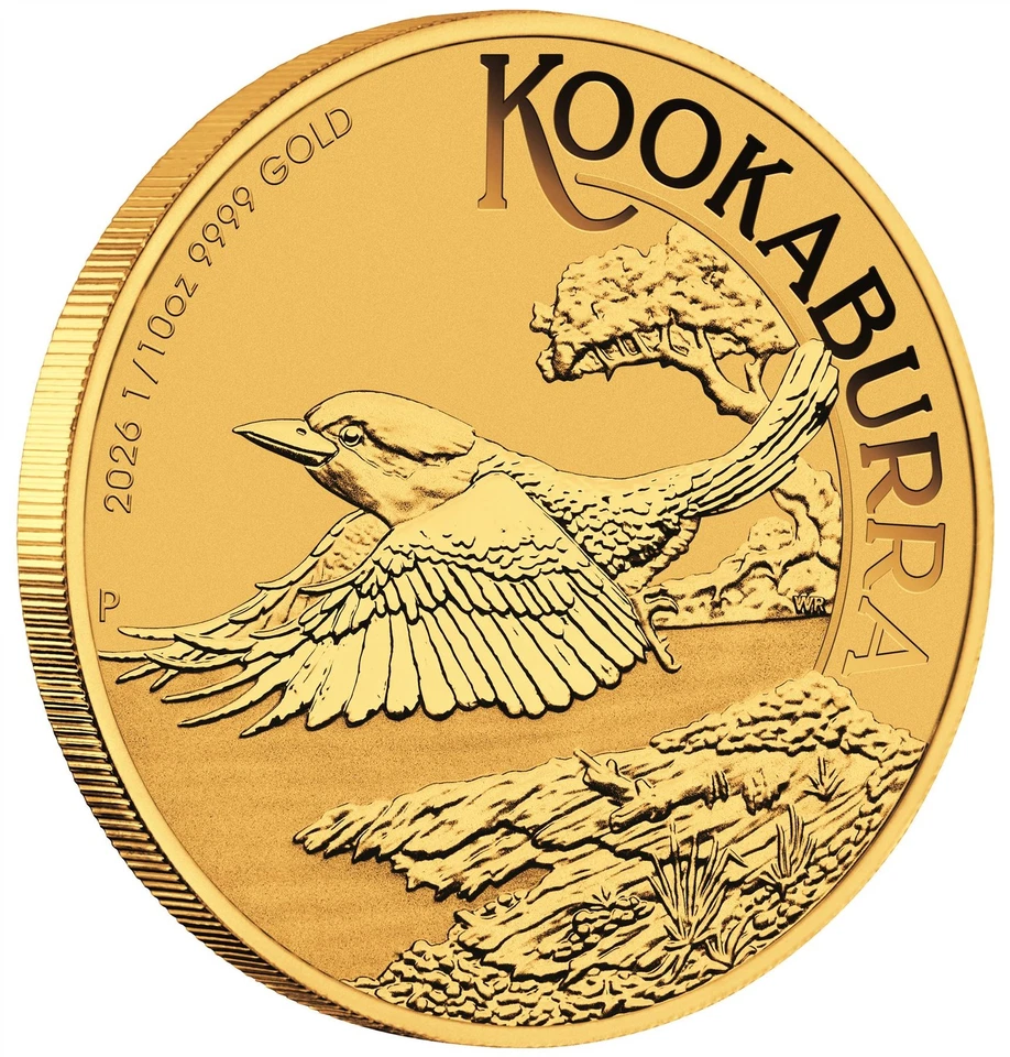 2026 P Australia Gold Kookaburra 1/10 oz $15 - BU
