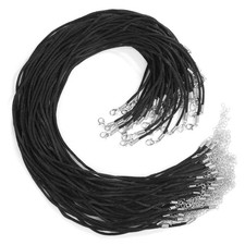 Satin Silk Necklace Cord Lobster Clasp and Extension Chain Necklace Making 50Pcs