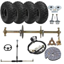 32" Complete Rear Live Axle Kit 6" Wheels Steering For Go Kart Karting ATV Trike