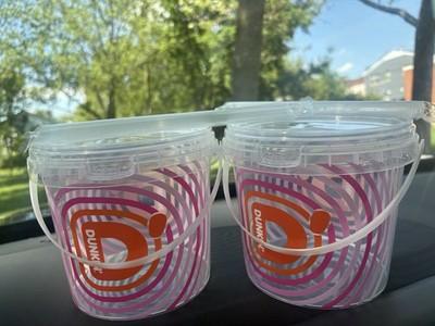 Dunkin Donuts Limited Edition 48 Oz Drink Bucket Cup & Straw  New 2 Pack