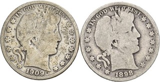 Künker: USA 2 x Half Dollar 1898 1909 Silber
