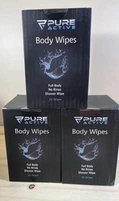 Pure Active Shower/Body Wipes 60 Ind. Wrapped Personal Hygiene Exp 01/31/2027