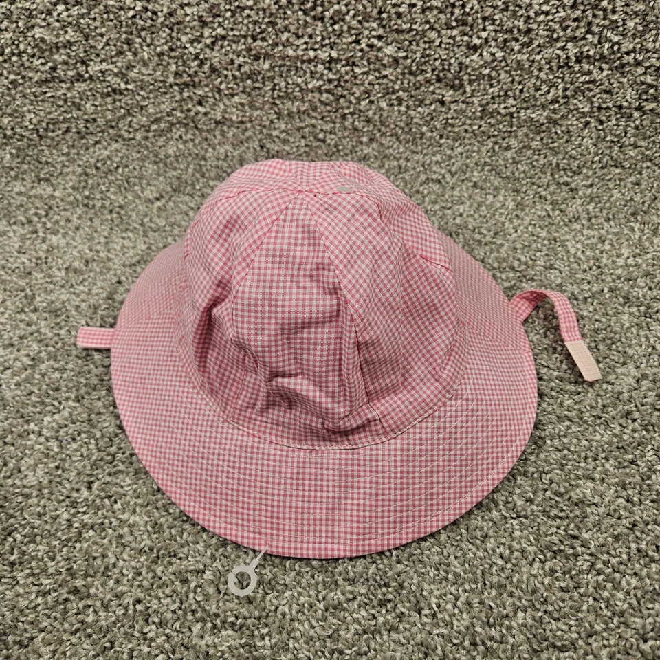 Sombrero Bucket Sun Niñas Talla Pequeña Rosa y Blanco Correas Para Sujetar Algodón Foto 3 de 4