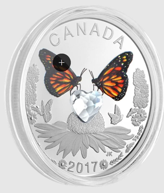 2017 $3 Canadian Celebration of Love with Crystal 1/4 oz Silver Coin OGP - Image 3 of 4