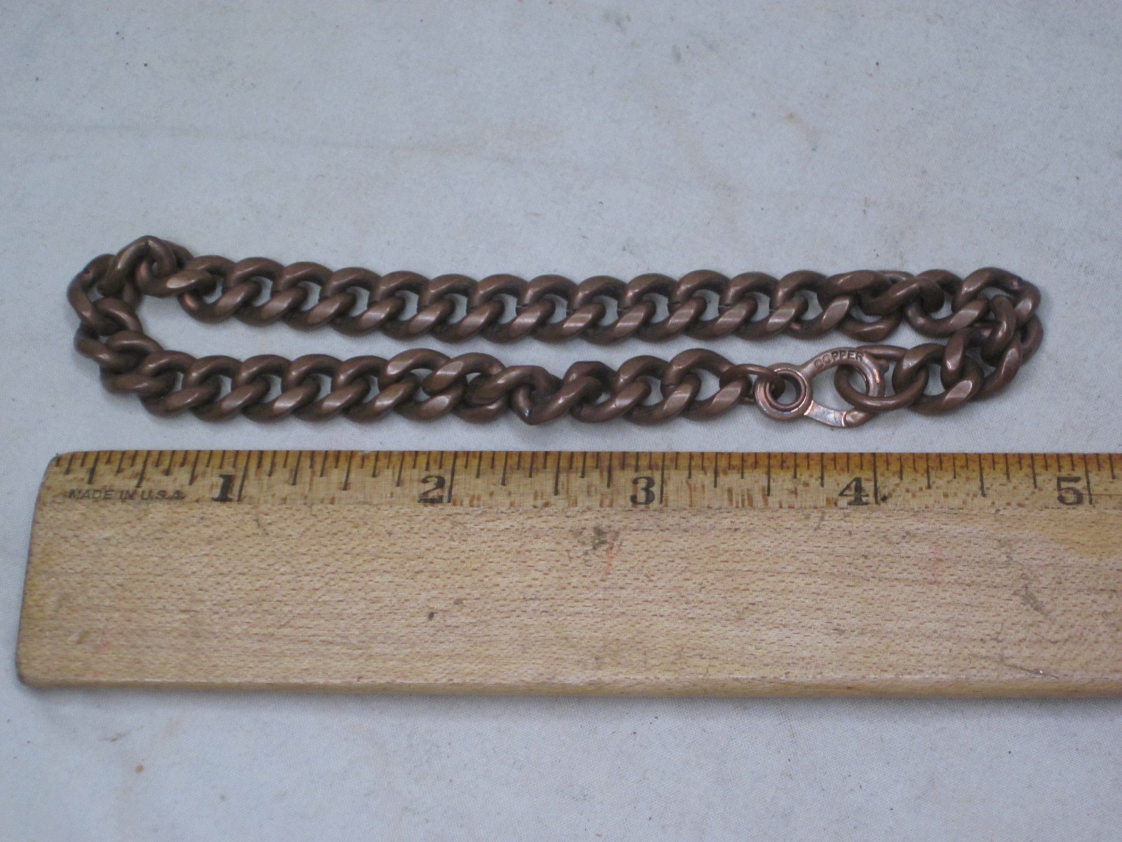 vintage marked copper solid chain link bracelet a… - image 4