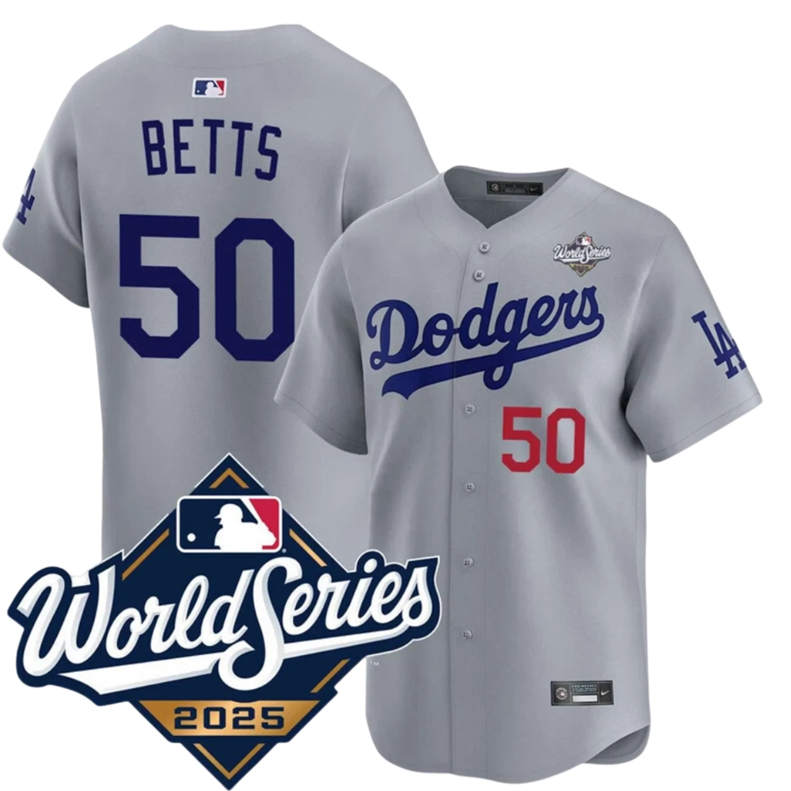 Dodgerss  Men’s #50 Mookie Betts 2025 World Series Home Replica Player Jersey