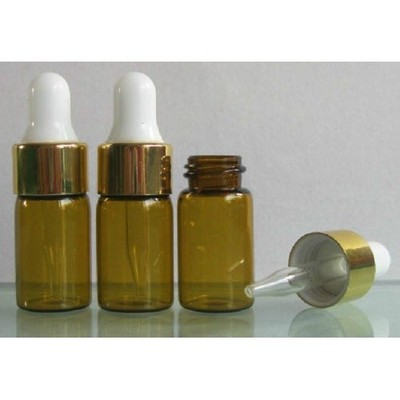 6x 1/10oz   GLASS ROUND BOTTLES W/ DROPPERS 3ml FOR ESSENTIAL OILS  *la