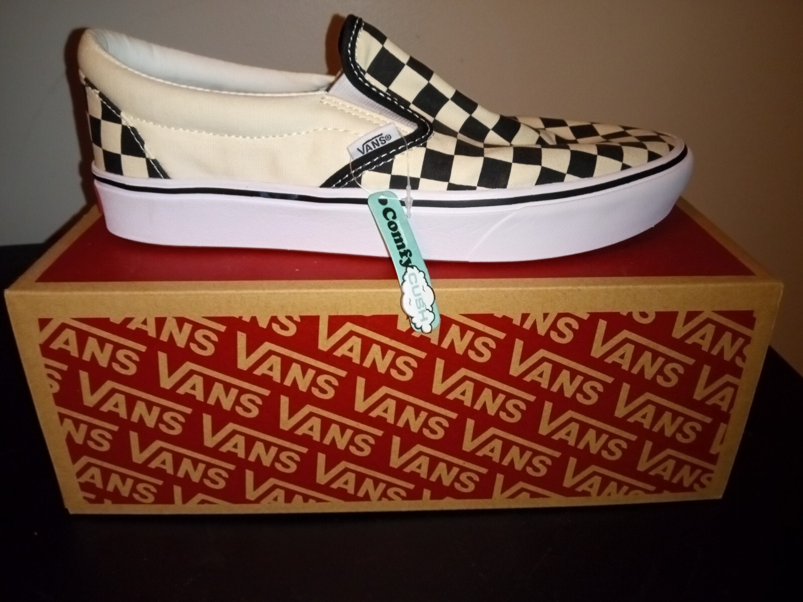 Vans ComfyCush Slip-On Loafers Black White Checkered Men Size 5-image