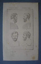 Beautiful engraving portraits busts Periander Bias Thales Aesop