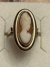 Anello antico conchiglia cammeo oro 333 (1920-1950)