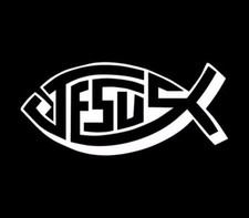 Jesus Fish Diecut Vinyl Decal Sticker Car Window Wall Truck Christian Cross