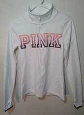 Victoria's Secret PINK Ultimate Half Zip Pullover White Ombre Mock/High Neck XS