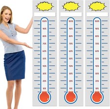 Listing image for 3 Pcs Fundraising Thermometer Goal Charts 11 X 46.5 Dry Erase Goal Tra
