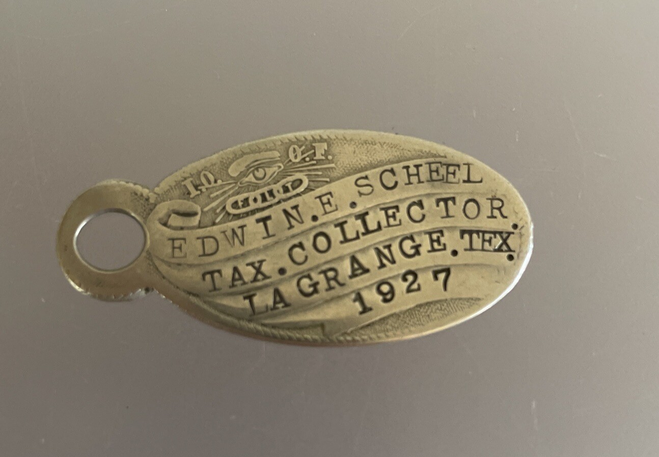 1927 Antique Key Fob, I.O.O.F. Edwine E. Scheel, Tax Collector, La
