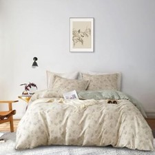 Boho Floral Duvet Cover King Soft Cotton King 104"x90" A Boho Floral Beige