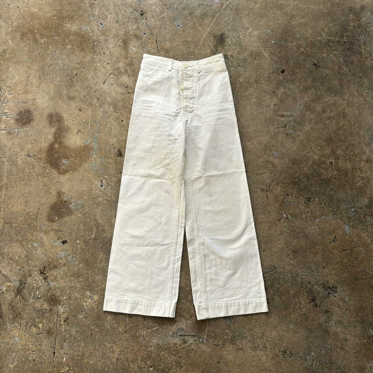 Jesse Kamm Natural White Cotton Canvas Wide Leg Sailor Paints Sz 2