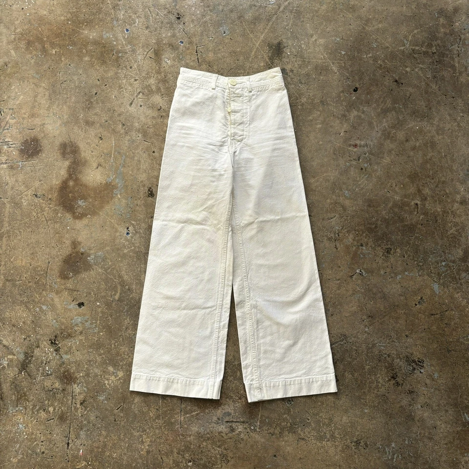 Jesse Kamm Natural White Cotton Canvas Wide Leg Sailor Paints Sz 2