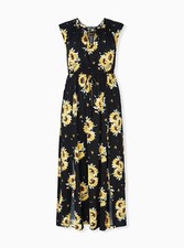 Torrid Sunflower Maxi Dress Black NWT New 0X