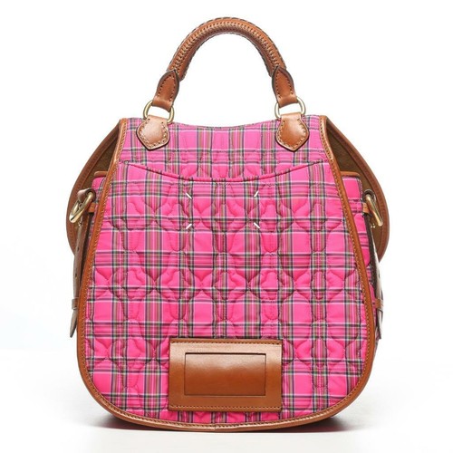 MAISON MARTIN MARGIELA Fucsia Plaid acolchado Satchel Leather Trim Bolso Bolso - Imagen 3 de 7