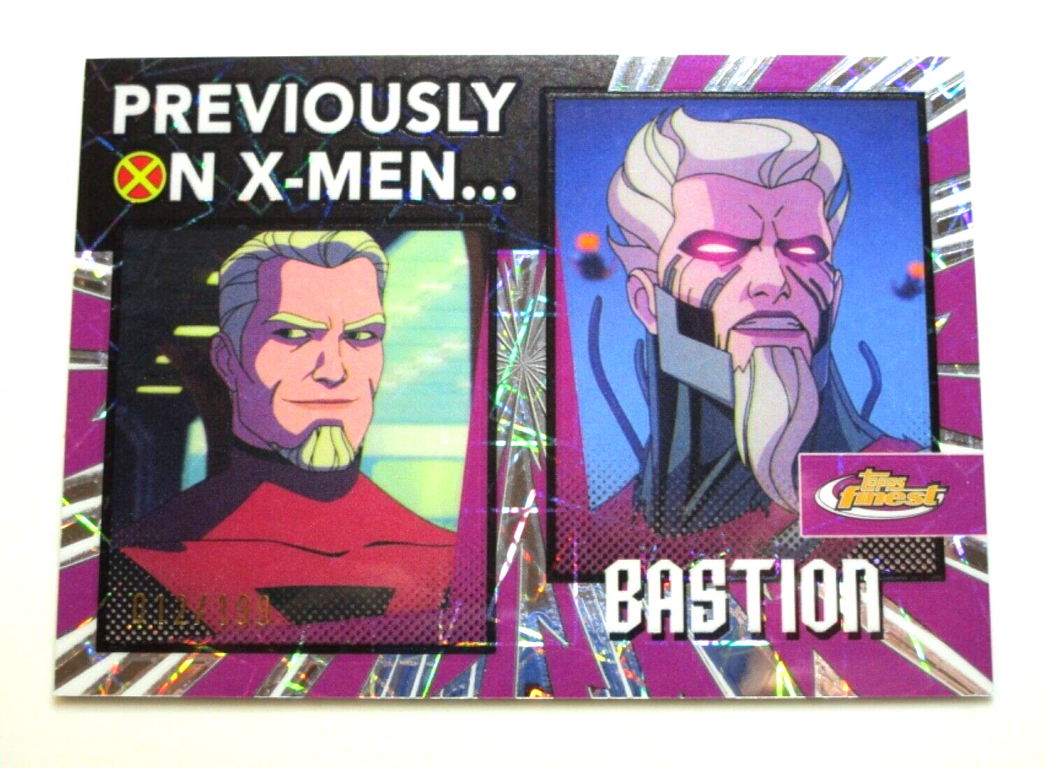 2025 Topps Finest X-Men 97 Previously On X-Men BASTION Laser Refractor 012/199