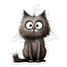 Cute Grey Cat Sticker Decal