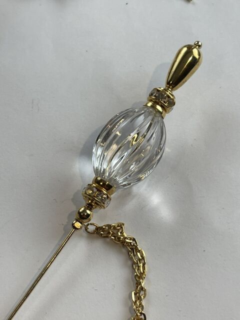 Antique LARGE Faceted Glass Crystal Hat Pin Hatpin