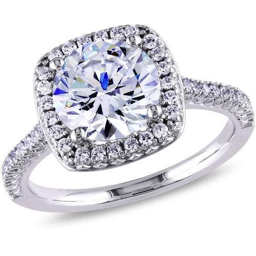 Bague De Fiançailles En Or Blanc 14k Avec Moissanite Ronde – Taille 5, Qualité VVS1, Couleur E
