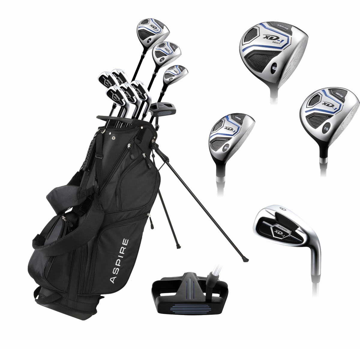 Aspire XD1 Mens Complete Golf Clubs Package Set - Right & Left 