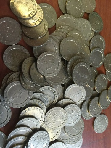 400pc SLOT MACHINE TOKENS, 25 cents (.984 SIZE) ORIGINAL US Cruise Ship